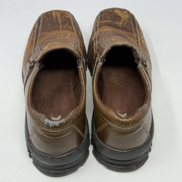 GBX Chunky Shoes Mens 12 M Brown Distressed Leather Slip On Vintage Y2K Biker - Picture 7 of 16